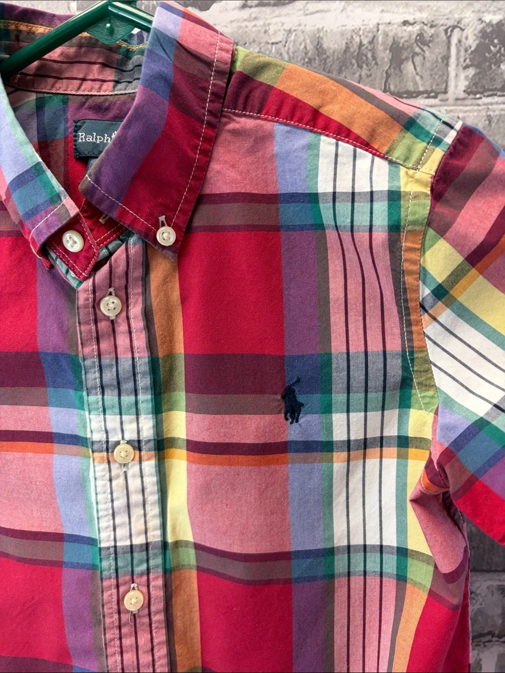 Ralph Lauren Kids Multicolor‎ Red Plaid Short-Sleeve Button-Down Shirt